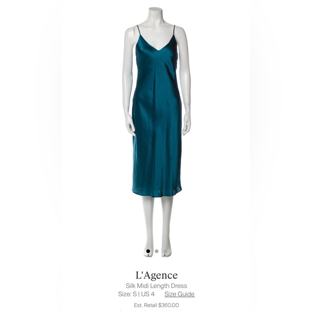 L’Agence Turquoise Blue Silk Slip Sleeveless Dress